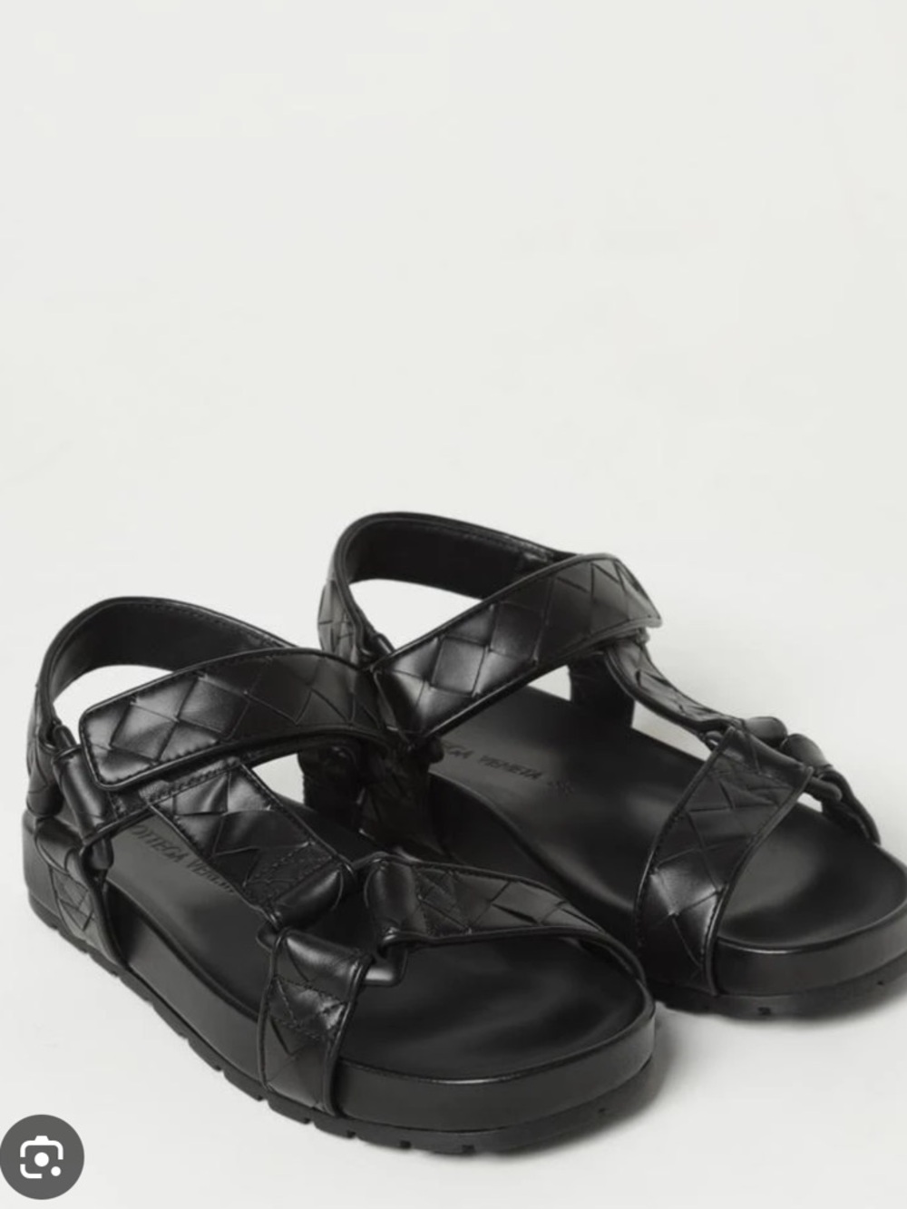 Bottega Veneta Black Quilted Leather Sport Sandals